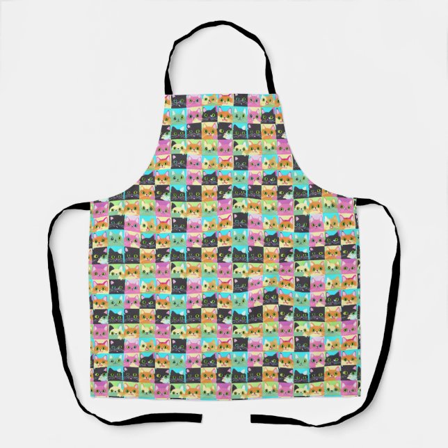 Tablier Cadeau de chat | Cute Kawaii Motif (Recto)