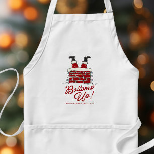 Tablier Cadeau de cuisine amusant de Noël Santa Bottoms Up