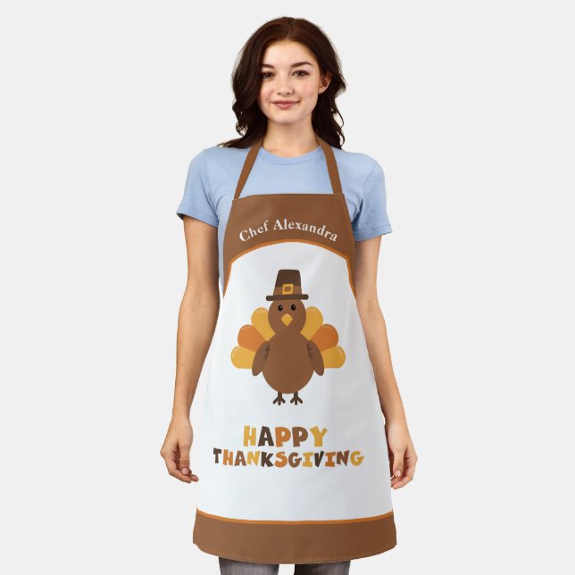 Tablier Cadeau de cuisine de Thanksgiving mignon pour les  (Porté)