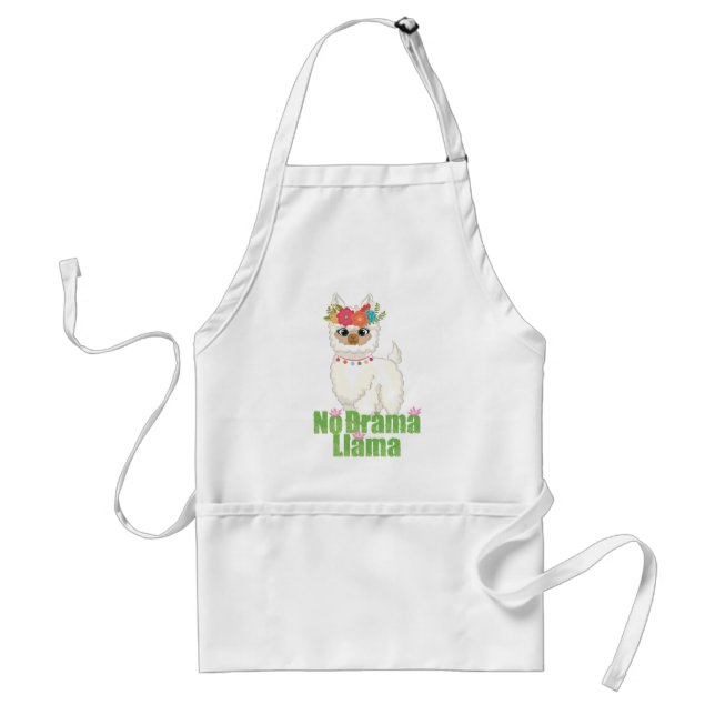 Tablier Cadeau de cuisine floral Llama sans drame (Devant)