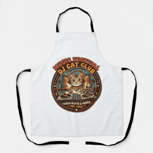 Tablier Cadeau de fête de musique DJ Chat Amateur de Chat 