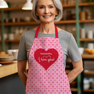 Tablier Cadeau de la Saint-Valentin personnalisé Cœurs ros