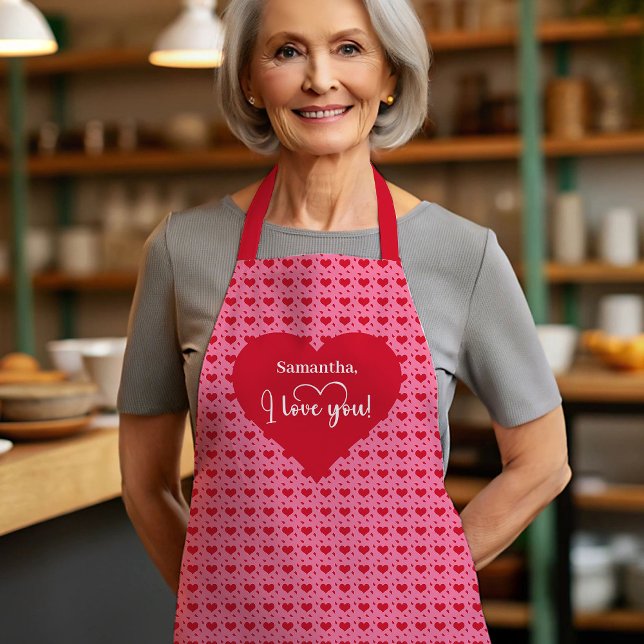 Tablier Cadeau de la Saint-Valentin personnalisé Timeless  (Timeless Love Hearts Personalized Valentine Gift Apron)