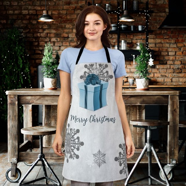 Tablier cadeau de Noël bleu (Blue Christmas Gift Holiday Apron)