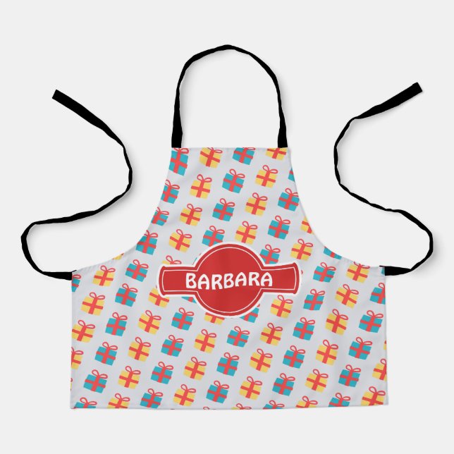 Tablier Cadeau de Noël Gris Orange Motif minimal (Recto)