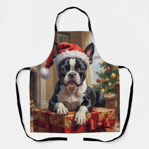 Tablier Cadeau de Noël pour chien Boston Terrier élégant