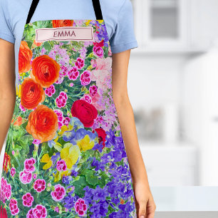 Tablier Cadeau de nom floral coloré - Anniversaire pour so