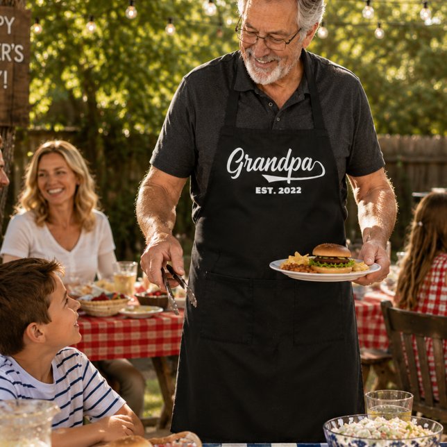 Tablier Cadeau de papy pour la création de la typographie  (Grandpa Established Typography New Grandpa Gift Apron)