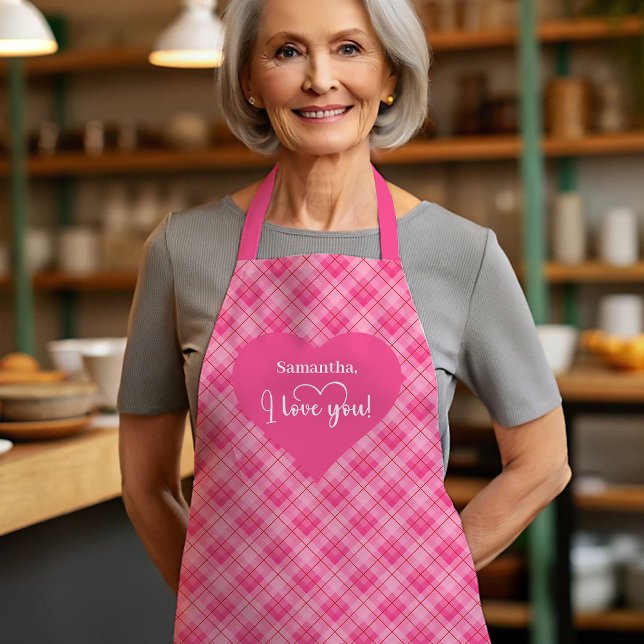 Tablier Cadeau de Saint-Valentin Personnalisé Cœurs Rouges (Elegant Red Hearts Personalized Love Gift Valentine Apron)