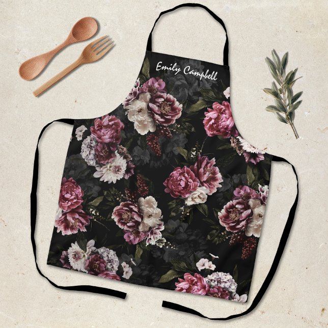 Tablier Cadeau d'hôtesse Fleur Blanche Rose Élégante et Ma (Créateur téléchargé)