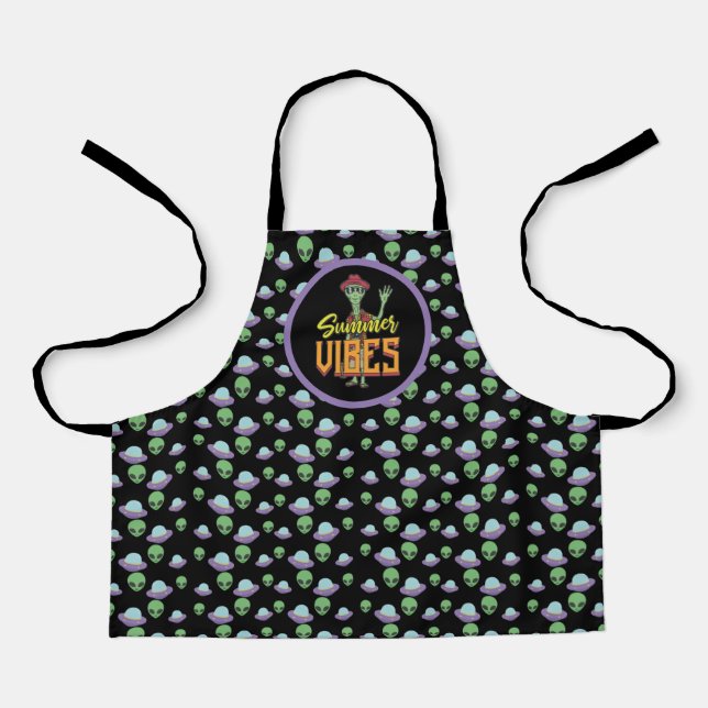 Tablier Cadeau drôle de chef Alien UFO Summer Vibes (Recto)