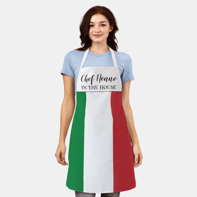 Tablier Cadeau drôle de chef Nonno avec drapeau italien (Porté)