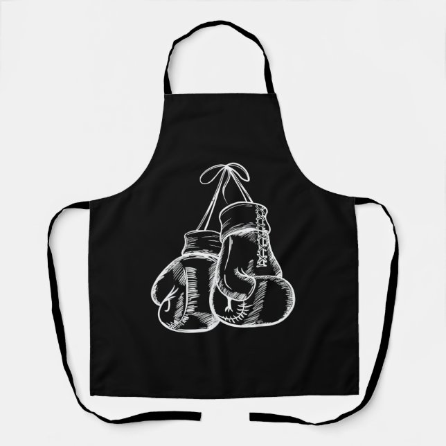 Tablier Cadeau Gants de Boxe Blanc Amour Rétro Boxeur  (Recto)