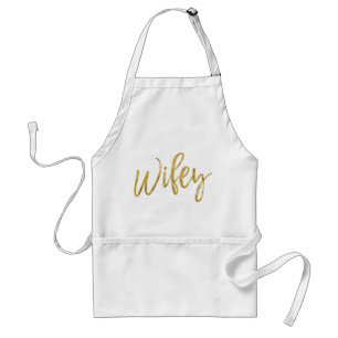 Tablier Cadeau Mariage Wifey Faux Gold Foil Apron