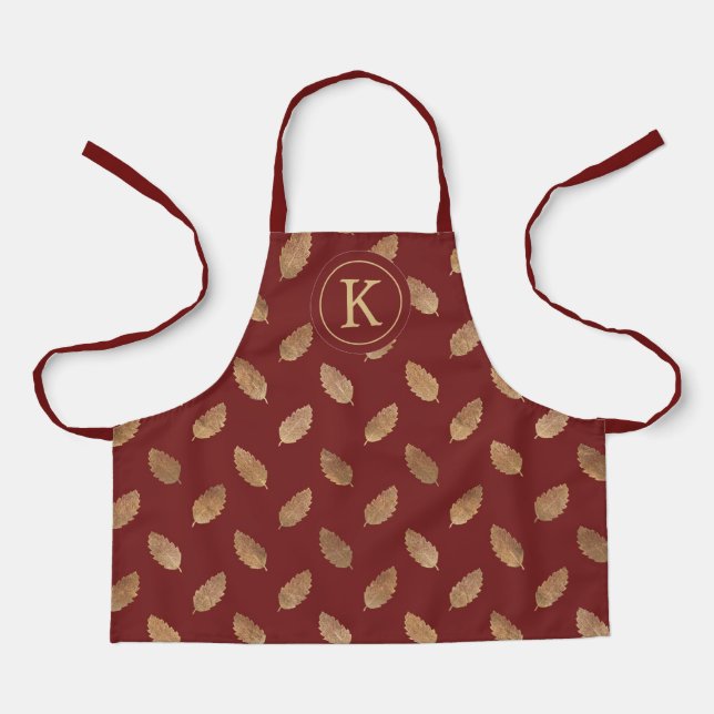 Tablier Cadeau Monogram Gold Feuille pour enfants (Recto)