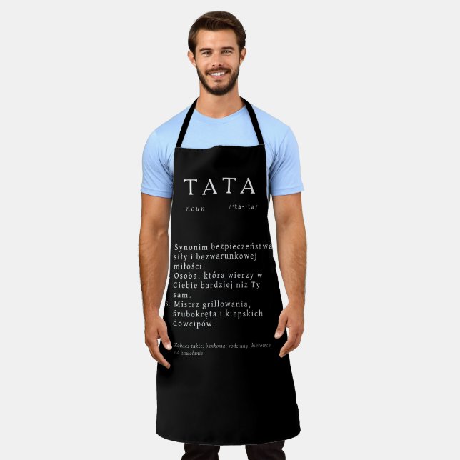 Tablier Cadeau papa polonais - TATA Définition Noir (Porté)