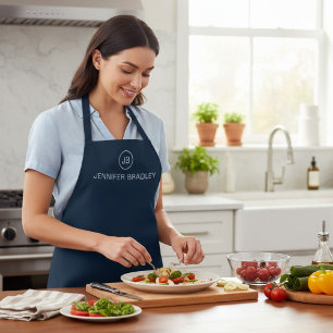Tablier Cadeau personnalisé avec monogramme bleu blanc