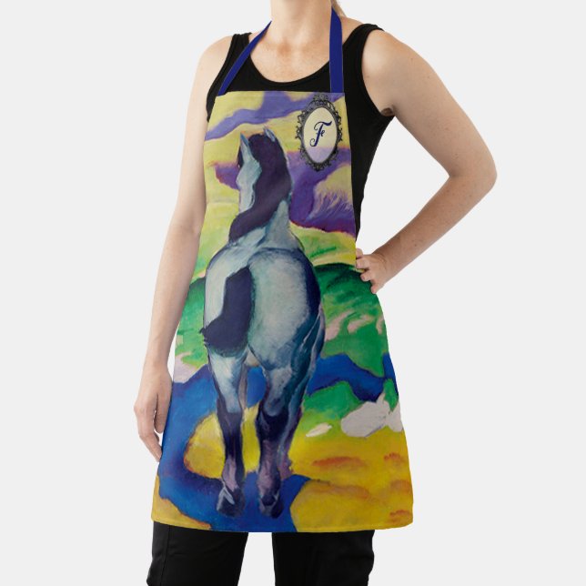 Tablier Cadeau personnalisé Cheval bleu vintage (Insitu)