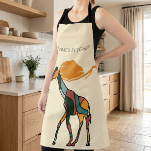 Tablier Cadeau Personnalisé pour Maman Cuisine Nom Girafe