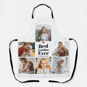 Tablier Cadeau pour Grand-mère Coeur 6 Photo Collage