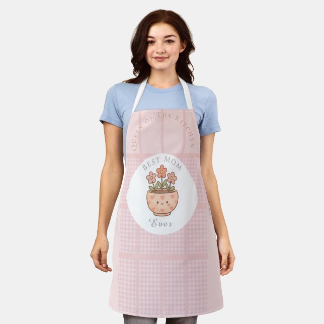 Tablier Cadeau pour maman, Meilleure maman qui soit, rose  (Porté)