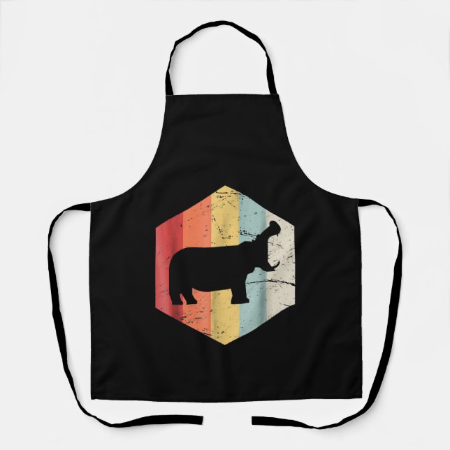 Tablier Cadeau rétro Vintage Hippopotame (Recto)