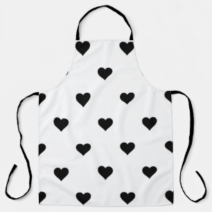 Tablier Cadeau romantique minimaliste au coeur noir et bla