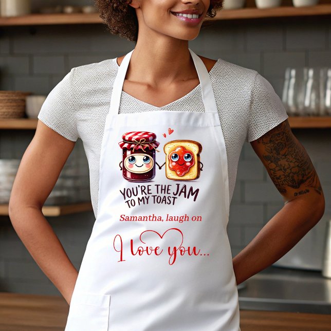 Tablier Cadeau Romantique Nourriture Dessin Animé  (Custom Name Cartoon Food Romantic Gift Apron)