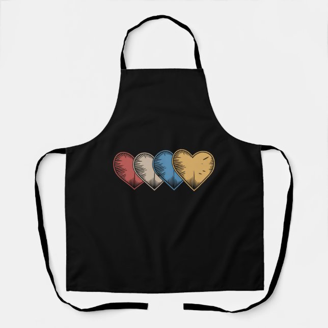 Tablier Cadeau vintage de la Saint-Valentin aux cœurs rétr (Recto)