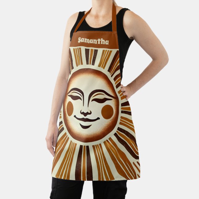 Tablier Cadeau Vintage doré personnalisé Boho Sun (Insitu)