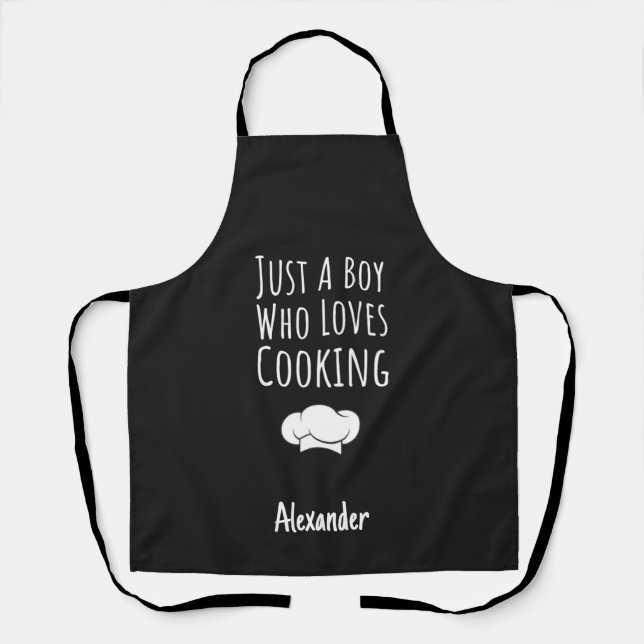 Tablier Cadeaux de cuisine noirs mignons pour les garçons  (Recto)