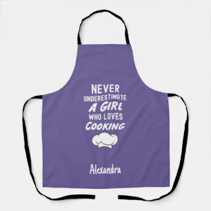 Tablier Cadeaux de cuisine violets mignons pour filles et
