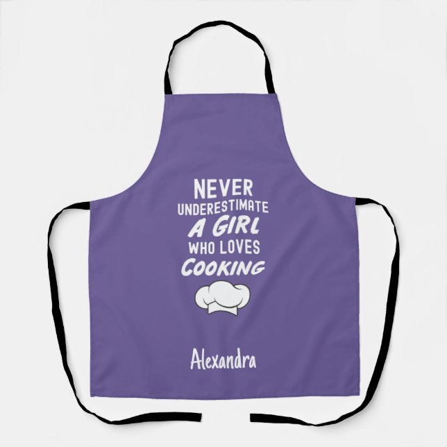 Tablier Cadeaux de cuisine violets mignons pour filles et  (Recto)