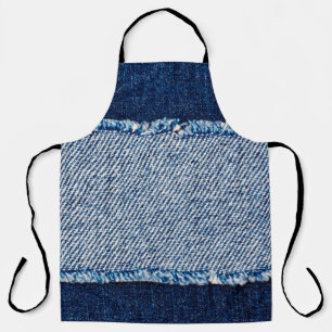 Tablier Cadre en tissu jean bleu Denim. Dénim bleu fleur