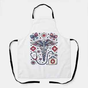 Tablier Caducée Médical Vintage Nurse Patriotique Vecteur