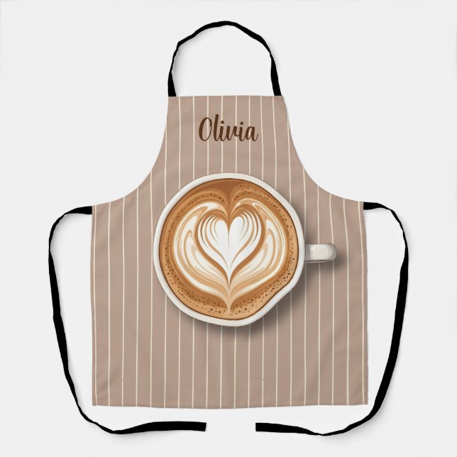 Tablier Café à l'art personnalisé Latte  (Recto)