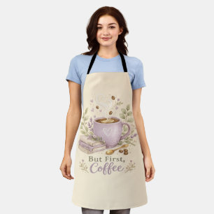 Tablier Café aquarelle lavande cosy