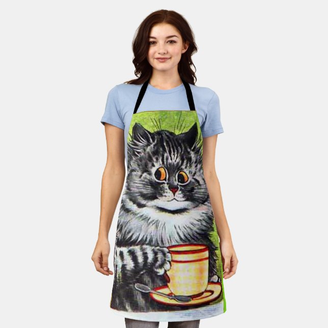 TABLIER CAFÉ CAT LOUIS WAIIS ART RETRO CUISINE APRON (Porté)