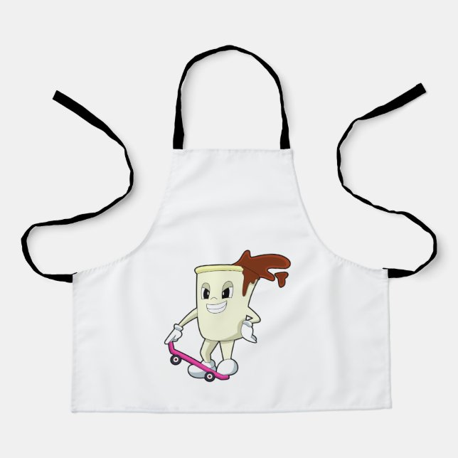 Tablier Café en patinage avec skateboard (Recto)