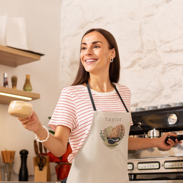 Tablier Café en terre cuite Boho personnalisé Thème (Créateur téléchargé)