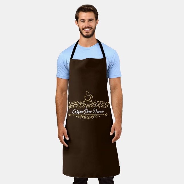 Tablier Café moderne café accueil Personnaliser le nom (Porté)