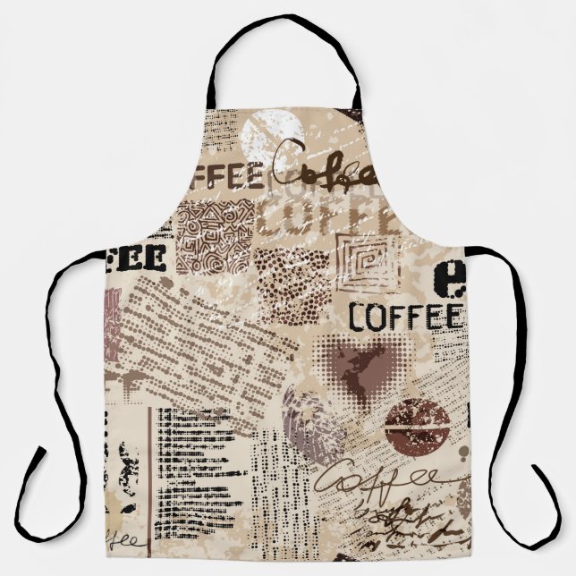 Tablier Café. motif de café Abstrait sur fond brun (Recto)