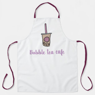 Tablier Café serveuse lait thé bulle thé violet et blan