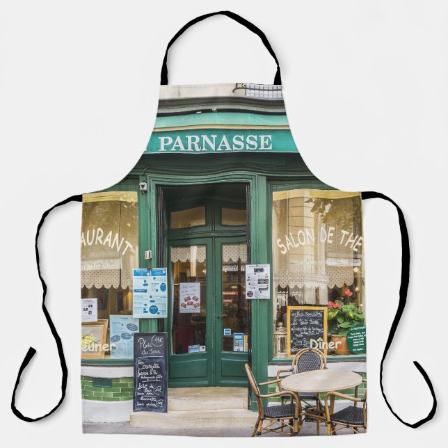 Tablier Cafés français : Versailles scène cosy. (Recto)