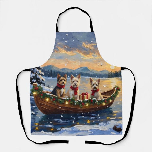 Tablier Cairn Terrier Noël Bateau Fêtes (Recto)