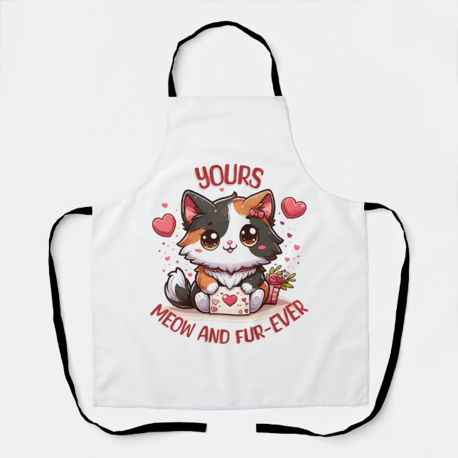 Tablier Calico Chat Adorable pour la Saint-Valentin  (Recto)