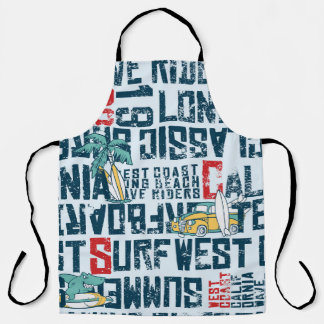 Tablier California Surfing Team : Grunge Seamless Motif.