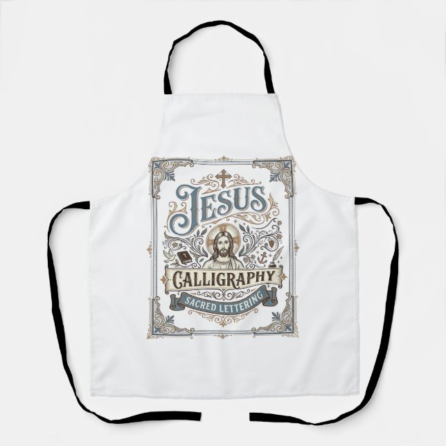 Tablier Calligraphie de Jésus Lettrage sacré Calligraphie  (Recto)
