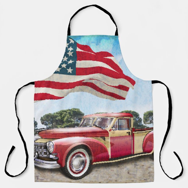 Tablier Camion de ramassage rouge : Drapeau américain Vint (Recto)