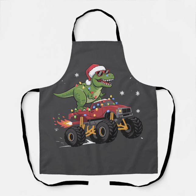 Tablier Camion Monstre de Noël Dinosaure T-Rex  (Recto)